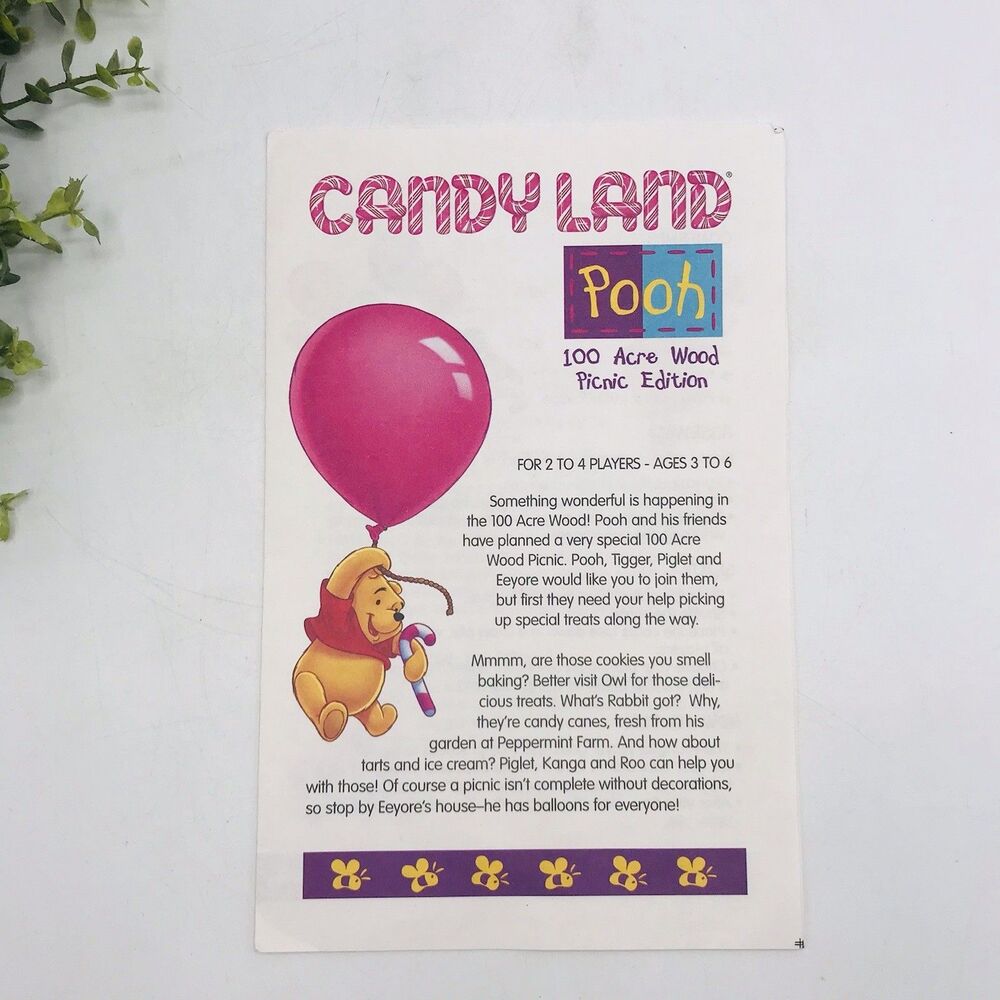 Candy Land Winnie The Pooh Replacement Directions Pamphlet Only